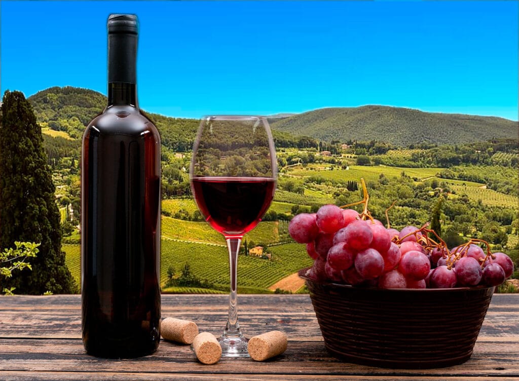 Vinhos italianos premium harmonizados com charutos The King of Cigar em mesa sofisticada