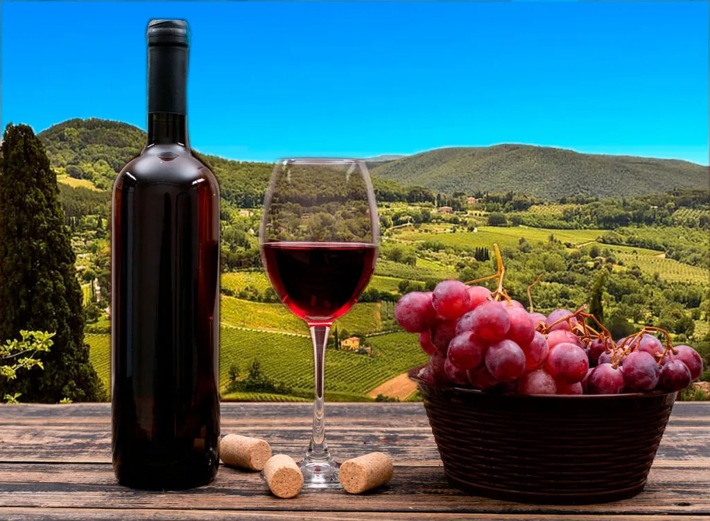 Vinhos italianos premium harmonizados com charutos The King of Cigar em mesa sofisticada