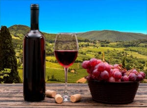 Vinhos italianos premium harmonizados com charutos The King of Cigar em mesa sofisticada