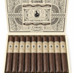 Charuto Gurkha Revenant Corojo de intensidade média, com notas de café, pimenta, terra, castanha de caju, cacau e cedro.