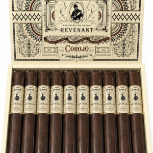 Gurkha Revenant Corojo Toro 6 x 54, box-pressed, de intensidade média, com café, especiarias, terra, castanhas, cacau e cedro.