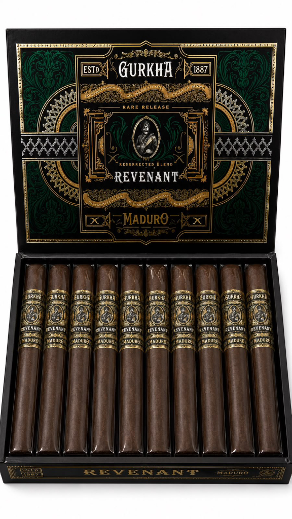 Gurkha Revenant Maduro Robusto Gurkha Revenant Maduro Robusto de intensidade média, com especiarias doces, pimenta, creme, café, chocolate, cacau e terra.