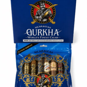 Gurkha Sampler Blue: conjunto Gurkha Nicaraguan 6-Cigar Sampler em embalagem azul.