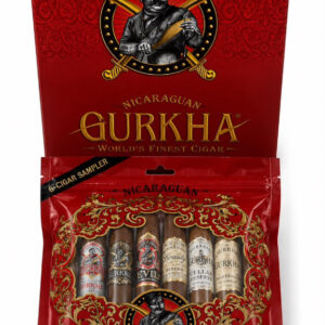 Gurkha Sampler Red Edition: Nicaraguan 6-Cigar Sampler Gurkha em embalagem vermelha.